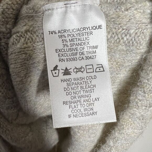 Nic + Zoe Sweater Womens Medium Gray Cable Knit Cowl Neck Pearl Embellishments - Picture 4 of 14